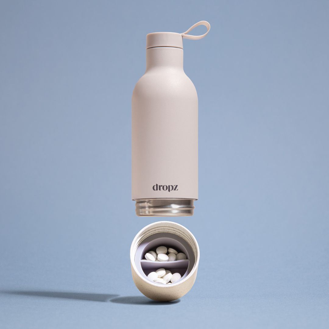 dropz bottle white - 0.5 L with storage compartment