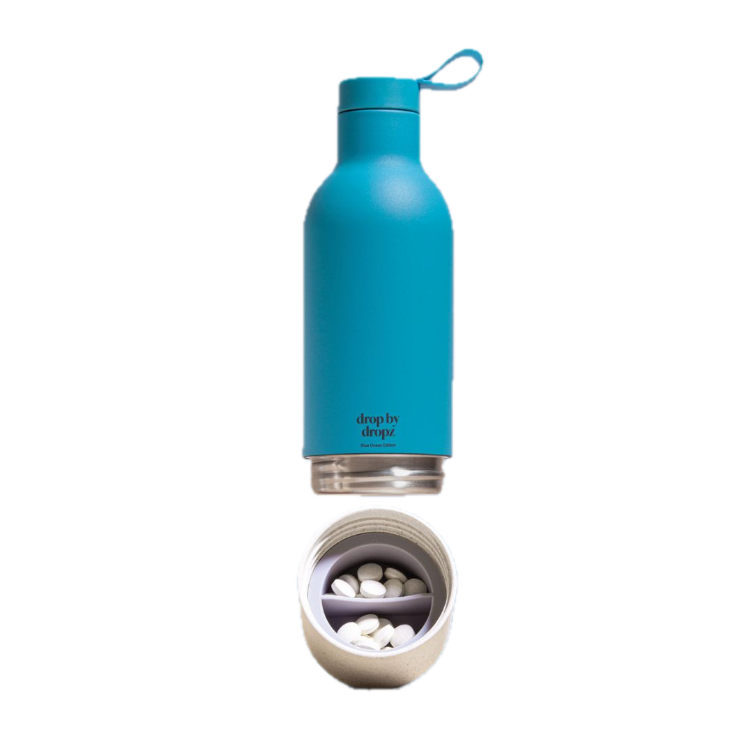 dropz bottle ocean blue edition - 0.5 L with storage compartment