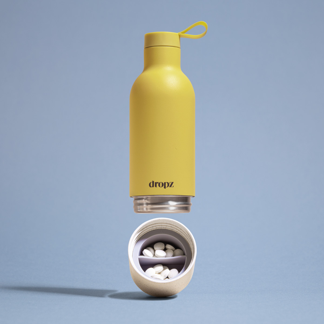 dropz bottle yellow - 0.5 L with storage compartment